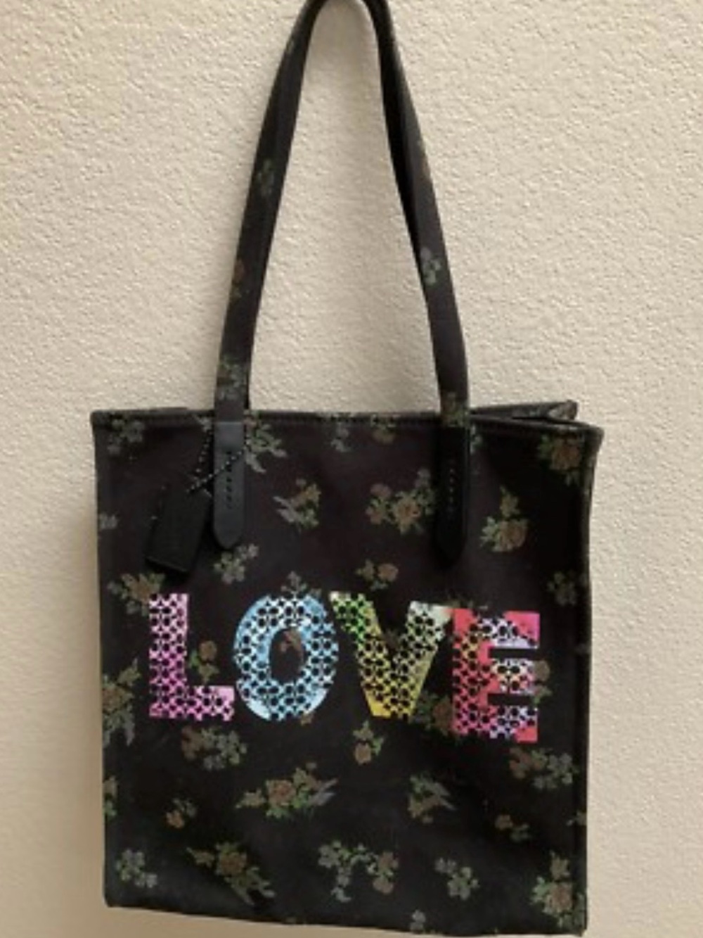 Coach Black Floral 'LOVE' Multicolor Tote
